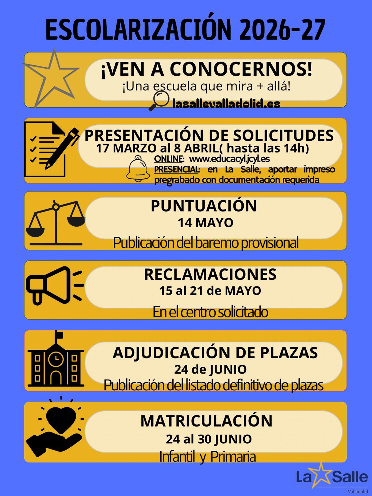 Publicados los plazos de escolarización para el curso 2026/2027